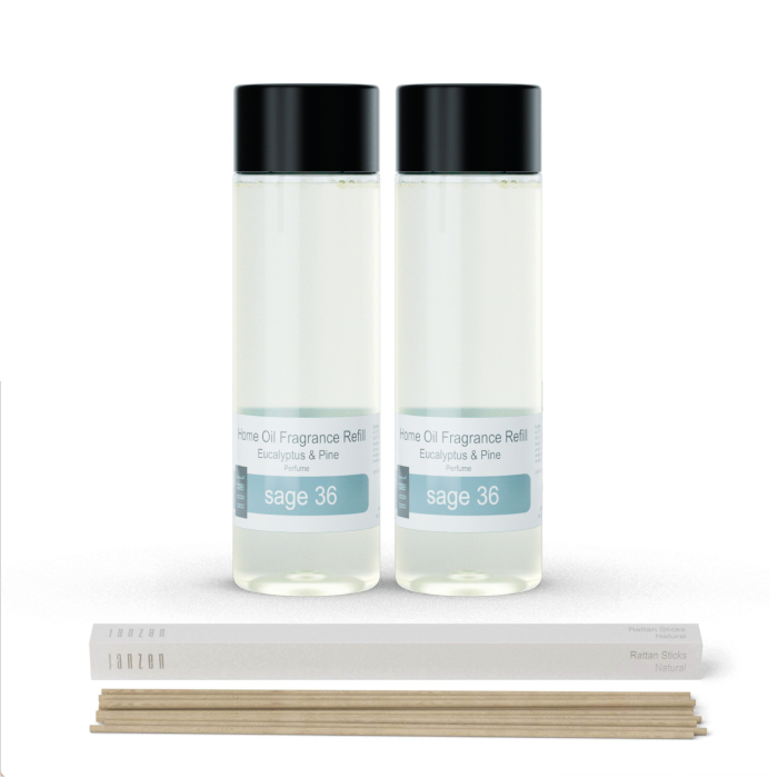 Janzen Home Fragrance Refill Sage 36 2-pack Incl. Gratis Sticks - 2x200ml
